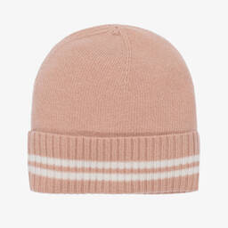 Beatrice & George-Girls Pink Wool & Cashmere Monogram Hat Set | Childrensalon