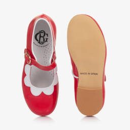 Beatrice & George-Girls Red Patent Leather Scalloped Mary-Jane Shoes | Childrensalon