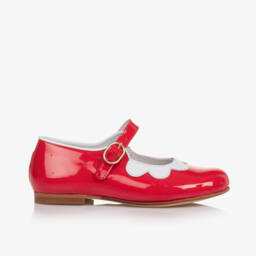 Beatrice & George-Girls Red Patent Leather Scalloped Mary-Jane Shoes | Childrensalon
