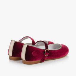 Beatrice & George-حذاء ماري جين مخمل لون أحمر | Childrensalon