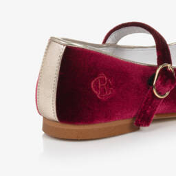Beatrice & George-حذاء ماري جين مخمل لون أحمر | Childrensalon