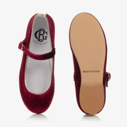 Beatrice & George-حذاء ماري جين مخمل لون أحمر | Childrensalon
