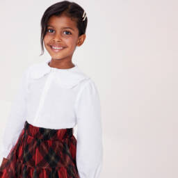 Beatrice & George-Girls White Cotton Blouse | Childrensalon