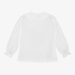 Beatrice & George-Girls White Cotton Blouse | Childrensalon