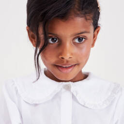 Beatrice & George-Girls White Cotton Blouse | Childrensalon