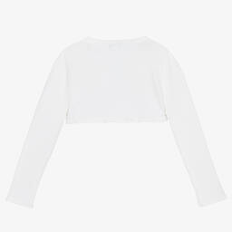 Beatrice & George-كارديغان بوليرو قطن محبوك لون أبيض للبنات | Childrensalon