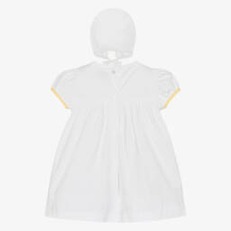 Beatrice & George-Girls White Embroidered Cotton Dress Set | Childrensalon