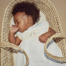 Beatrice & George-Girls White Embroidered Cotton Dress Set | Childrensalon