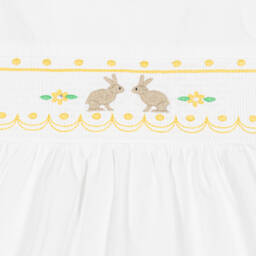 Beatrice & George-Girls White Embroidered Cotton Dress Set | Childrensalon