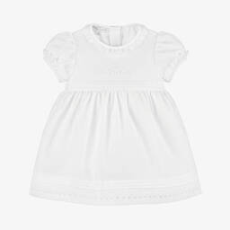 Beatrice & George-Girls White Linen & Cotton Dress | Childrensalon