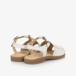 Beatrice & George-Girls White Patent Leather Sandals with Scalloped Detailing | Childrensalon