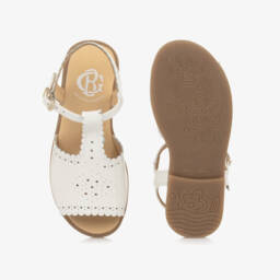 Beatrice & George-Girls White Patent Leather Sandals with Scalloped Detailing | Childrensalon
