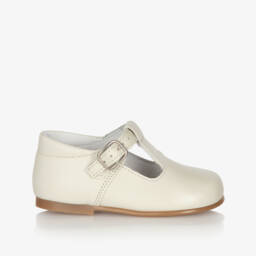 Beatrice & George-Туфли кремовые кожаные с пряжкой и ремешком | Childrensalon