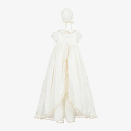 Beatrice & George-Ivory Satin Hand-Smocked Ceremony Gown Set | Childrensalon