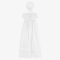 Beatrice & George-White Embroidered Ceremony Gown & Bonnet | Childrensalon