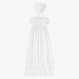 Beatrice & George-طقم فستان وقبعة مطرز للمناسبات لون أبيض | Childrensalon
