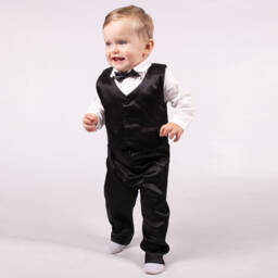 Beau KiD-Baby Boys Black Waistcoat Suit | Childrensalon