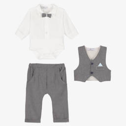Beau KiD-Baby Boys Grey Waistcoat Suit | Childrensalon