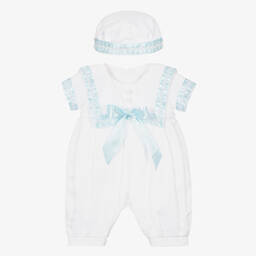 Beau KiD-Baby Boys White Satin Shortie Set | Childrensalon