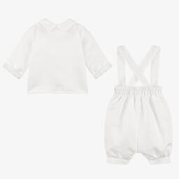 Beau KiD-Baby Boys White Satin Shorts Set | Childrensalon