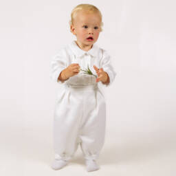 Beau KiD-Baby Boys White Satin Shorts Set | Childrensalon