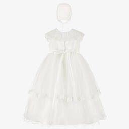 Beau KiD-Baby Girls Ivory Sleeveless Ceremony Gown & Bonnet | Childrensalon
