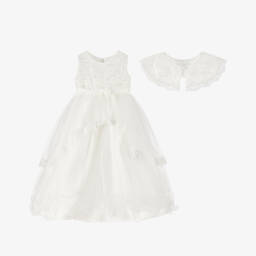 Beau KiD-Baby Girls Ivory Sleeveless Ceremony Gown & Bonnet | Childrensalon