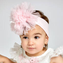 Beau KiD-Baby Girls Pink Tulle & Bow Headband | Childrensalon