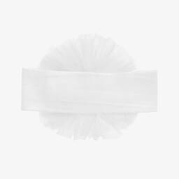 Beau KiD-Baby Girls White Tulle & Bow Headband | Childrensalon