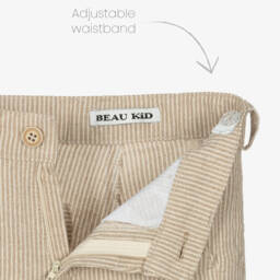 Beau KiD-Boys Beige Cotton Stripe Shorts Suit | Childrensalon