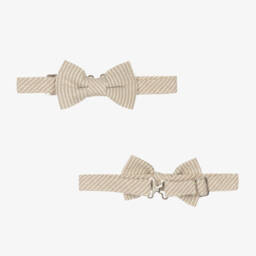 Beau KiD-Boys Beige Cotton Stripe Shorts Suit | Childrensalon