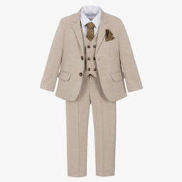 Beau KiD-Boys Beige Trouser Suit | Childrensalon