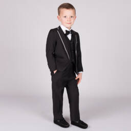 Beau KiD-Boys Black Pocket Square Suit | Childrensalon