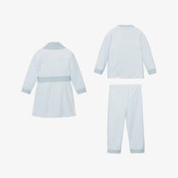 Beau KiD-طقم روب وبيجاما قطيفة وفليس لون أزرق فاتح للاولاد | Childrensalon