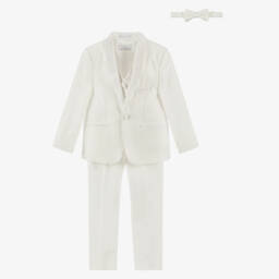 Beau KiD-Boys Ivory Embroidered Floral Suit | Childrensalon