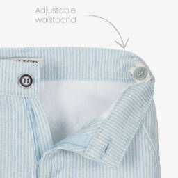 Beau KiD-Boys Light Blue Stripe Cotton Shorts Suit | Childrensalon