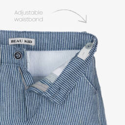 Beau KiD-Boys Navy Blue Stripe Cotton Shorts Suit | Childrensalon