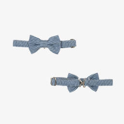 Beau KiD-Boys Navy Blue Stripe Cotton Shorts Suit | Childrensalon