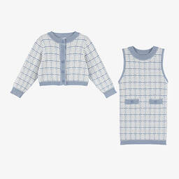 Beau KiD-طقم فستان محبوك لون أزرق | Childrensalon