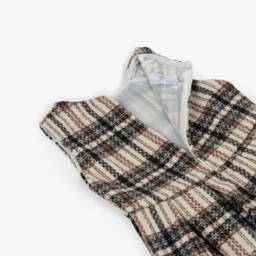 Beau KiD-Girls Brown & Beige Check Dress & Pink Jacket Set | Childrensalon