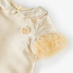 Beau KiD-Girls Gold Satin & Ruffled Tulle Dress | Childrensalon