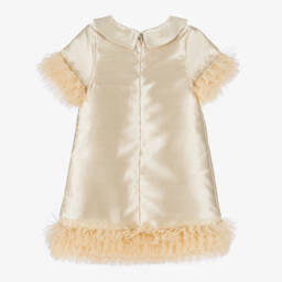Beau KiD-Girls Gold Satin & Ruffled Tulle Dress | Childrensalon