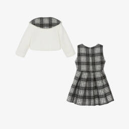Beau KiD-Girls Ivory & Black Check Dress & Jacket Set | Childrensalon
