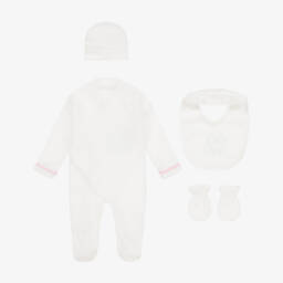 Beau KiD-طقم أفرول أطفال بناتي قطن جيرسي لون عاجي و زهري | Childrensalon