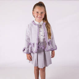 Beau KiD-طقم تنورة تويد لون بنفسجي ليلاك للبنات | Childrensalon