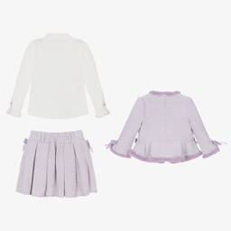 Beau KiD-طقم تنورة تويد لون بنفسجي ليلاك للبنات | Childrensalon