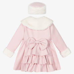 Baby Knitted Cap with Faux Fur - Pink
