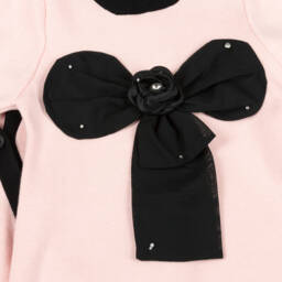 Beau KiD-طقم فستان وكارديغان محبوك مزين بفيونكة لون زهري وأسود | Childrensalon