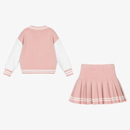 Beau KiD-طقم تنورة محبوك لون أبيض وزهري | Childrensalon