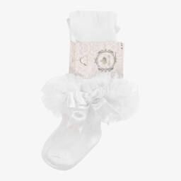 Beau KiD-كولون قطن مزين بتول لون أبيض للمولودات | Childrensalon